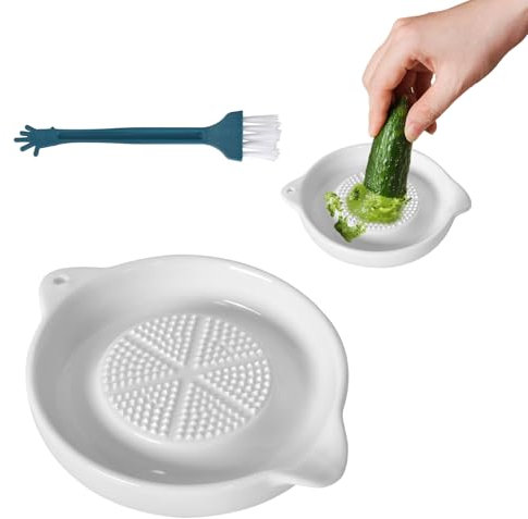 The Garlic Grater,Ceramic Grater Plate, Cheese Grater,Compact and Exquisite Kitchen Tools,with Cleaning Brush, Easy Clean Ceramic Tool,for Vegetables, Spices,Garlic, Carrots & More