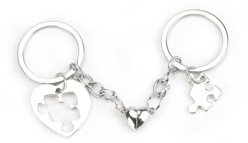 Heart-Shaped Puzzle Keychain Set for Couples, Personalised Gifts for Women and Men, Gifts for Mum, Sister, And Good Friend, Sentimental Mum Birthday and Daughter Gift Ideas, Small Keyrings for Women
