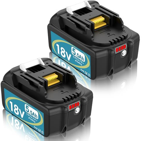 2 Stück Ersatzakku für Makit-a Akku 18V 5.5Ah BL1860B BL1850B BL1850 BL1830 BL1860 BL1830B BL1840 BL1820 BL1815 BL1835 BL1845 mit LED Werkzeugakku(blau)