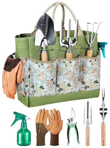 ​Gartenwerkzeug Set - Komplettes Set mit Handverpflanzungswerkzeug, ergonomischer Unkrautvernichter | Pflanzzubehör, Graben, Beschneiden, Gartenpflege, Gemüsegarten, Balkon, Terrasse