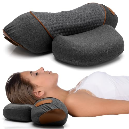 Nackenmassagegerät Elektrisch mit Wärme, 3-in-1 Pillow Massage Neck Hump, Zervikales Massagekissen, Nackentraktion Schulterkorrektor für Schmerzlinderung tiefes Gewebe
