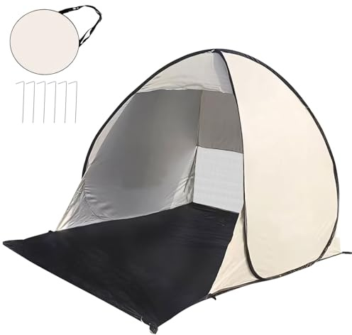 Strandmuschel Pop Up Uv Schutz 50+, 2-3 Personen Groß Strandzelt 1kg-Leicht & Tragbar, Wasserdicht Sonnenbeständig Atmungsaktiv, 160x150x127cm, für Wanderausflug Strand Camping (B)