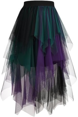 LEACOOLKEY Gonna in Tulle per Donna Stratificata A-Line Midi Lunga Irregolare per Carnevale Natale Feste Ballo