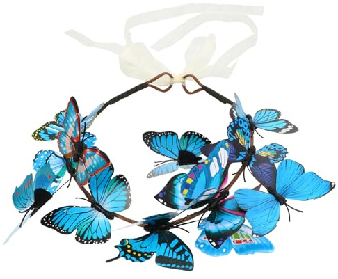 DRESSOOS Eleganter Schmetterlings Haarreif in Blau aus Kunststoff Bezaubernder Kopfschmuck für Damen und Mädchen für Fotoshootings und Festivals