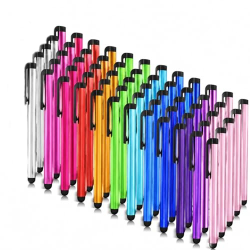 60 Pièces Stylets Universels Capacitifs pour écran Tactile, Stylets Tactiles Universels Capacitifs pour Switch Tablette, Smartphone, iPad, iPhone, Samsung, Windows – Pointe Souple Anti-Rayures