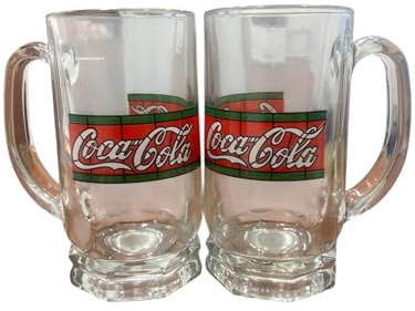 Generico Boccale in Vetro Stile Cola Originale | Design Iconico Vintage | Ideale per Bibite, Collezione e Regalo | 2 Pezzi