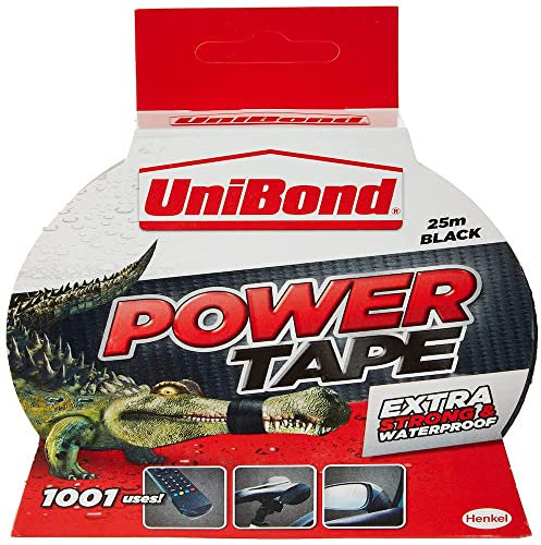 UniBond 1668019 Extra Strong Power Tape / Temperature resistant and waterproof / Adhesive tape in black / 25m