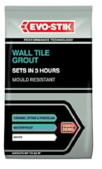 Evo Stik Wall Tile Grout Mould Resistant White 500g, Fast Setting, Suitable for Kitchens and Bathrooms. Ceramic, Stone & Porcelain