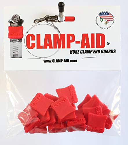 CLAMP-AID Marine Automatic Bilge Pump Kit Hose Clamp end caps for 1/2 Wide Bands. Boat Engine Accessories. Package of 20. Color: Red