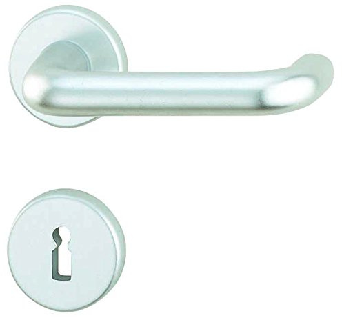 Alpertec aluminium Ursula - R Rosettengarnitur für Zimmertüren in eloxiert BB Drückergarnitur Türdrücker Türbeschläge, silber, 40400400K1