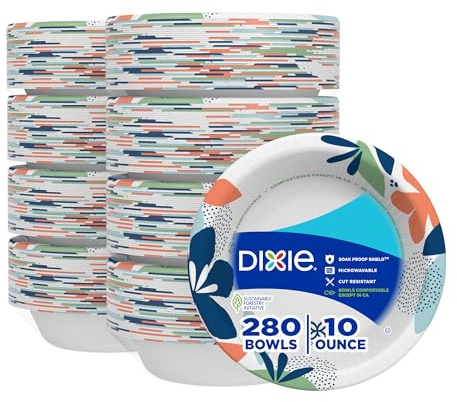 Dixie Small Paper Bowls, 10 Oz Disposable Bowls for Snacks, 280 Count
