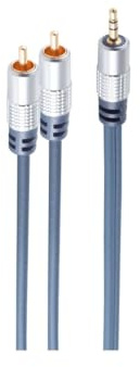 Shiverpeaks® Audiokabel Klinke Cinch Stereo Kupfer Vergoldet CuZnNi Chrom 3m