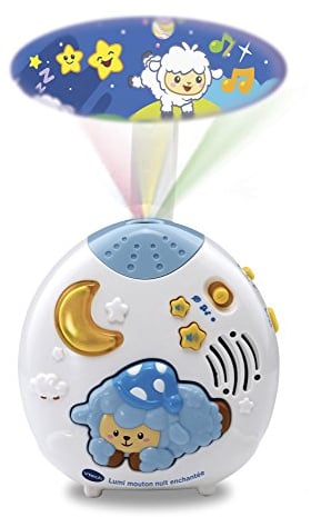 VTech - Lumi Mouton Nuit Enchantée Bleu, Veilleuse Bébé Musicale, Projection Lumineuse au Plafond, Musique Douce, Berceuses et Sons de la Nature, Cadeau de Naissance - Contenu en Français