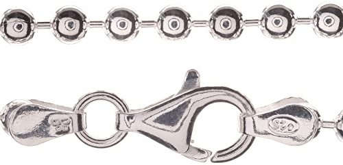 SOLID 925 STERLING SILVER CHUNKY BALL BEAD CHAIN BRACELET - 3mm Gauge - 7.5inch