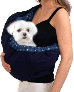 Pet Sling Carrier, OrgMemory Adjustable Sling Bag, Small Dog Cat Outdoor Shoulder Carrier Bag (Blue Plaid)