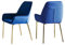 SalesFever Esszimmer-Stuhl 2er Set Linnea in Blau | Polsterstuhl in Samt-Optik mit Armlehnen | Gestell Messing-Farben | Sitz- und Rückenpolsterung