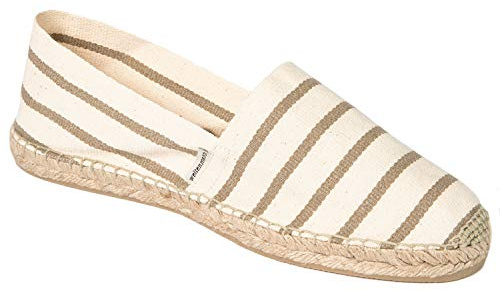 weltenmann Formentera – Espadrillas Slip-on Classiche in Cotone a Strisce con Borsa di Stoffa, 41-46, Handmade in Spain