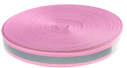 46 Meter x 20mm Reflektierendes Band zum Aufnähen, Reflektorband - 20 mm Breite - mit 10mm Reflektionband - Sicherheit Reflexband Leuchtband zum Annähen, Pink, TKB5080-pink