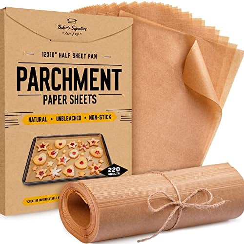 Pergamentpapier-Zuschnitte, 220 Stück Backpapier - Halbe Bleche 30x40 cm | Pergamentpapier zum Backen, Kochen und Braten von Baker's Signature