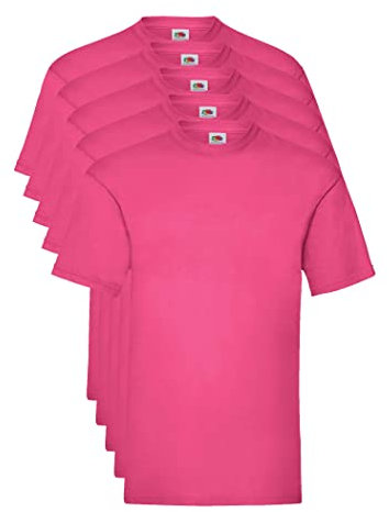 Fruit of the Loom Valueweight 5 Pack T-Shirt, Rose (Fuchsia 52), Large (Lot de 5) Homme