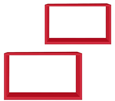 HTI-Line Wandregal Altona 908a 2er Set Bücherregal CD Regal Wandpaneel Rot