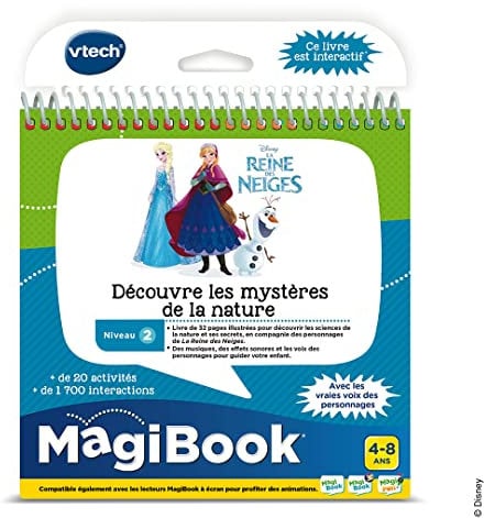 VTech - MagiBook La Reine des Neiges, Livre Éducatif Enfant Niveau 2 Découvre les Mystères de la Nature, Pages Illustrées et Interactives, Cadeau Fille et Garçon de 4 Ans à 8 Ans - Contenu en Français