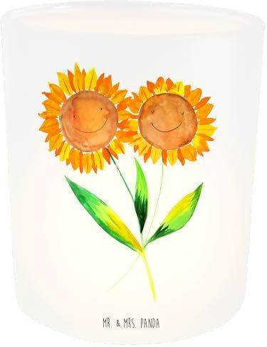 Mr. & Mrs. Panda Kerze Blume Sonnenblume - Geschenk, Garten, Lieblingsmensch, Teelichtglas, Windlicht Zur Hochzeit, Windlicht Glas, Frühlings Deko,