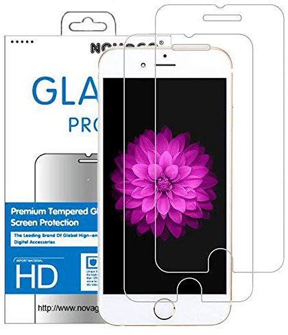 NOVAGO compatible avec iPhone SE 2020,iPhone SE 2022,iPhone 8, iPhone 7, iPhone 6/6S pack de 2 Films écran en verre trempé transparent et résistant Compatible fonction 3D Touch