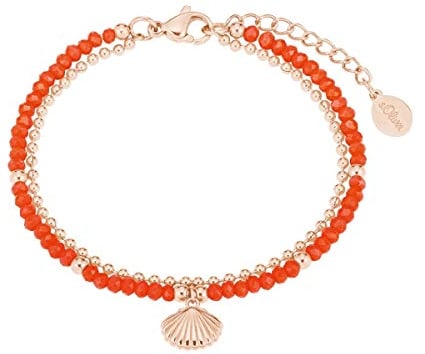 s.Oliver 2027600 Damen Armband Muschel Edelstahl Rose rot 20 cm