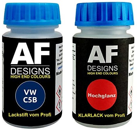 Alex Flittner Designs Lackstift-Set für VW C5B Atlantic Blue Metallic | Lackstift Set geeignet für Farbcode: C5B und Farbname: Atlantic Blue Metallic
