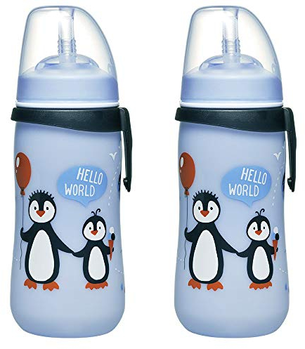 nip Trinkhalm-Flasche Straw Cup mit auslaufsicherem Strohhalm ab 12 Monate, Doppelpack, 330 ml BPA frei, 2 Stk. made in Germany