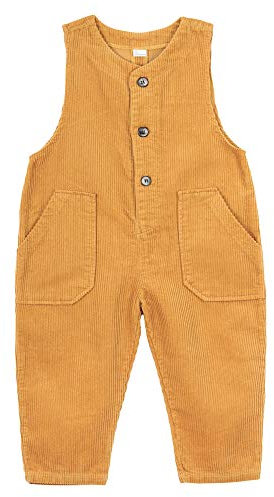 Camilife Salopette in Velluto a Coste per bebé Bambine Pantaloni in Velluto a Coste Tutina Pantaloni da Giocatore Pagliaccetto Vintage - Giallo Taglia del Produttore 80