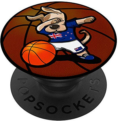 Dabbing Dog Nuova Zelanda Pallacanestro Bandiera della Nuova PopSockets Supporto e Impugnatura per Smartphone e Tablet