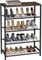 HOME BI 5-Tier Industrial Shoe Rack, Metal Shoe Storage Organizer, Durable Shoe Organizer Shelf for Closet, Hallway, Entryway, Living Room, Rustic Brown