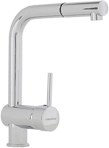 Respekta Niedrigdruck Einhebelmischer / Stufenlose Temperaturregelung / Niederdruck Armatur mit ausziehbarer Schlauchbrause / 360° drehbar / TANTUM