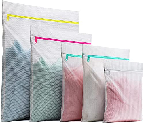 5 Stück Wäschenetz für Waschmaschine, Wäschesack wäschebeutel mit Reißverschluss, Laundry Bag für Empfindliches Mäntel, Bluse, Schuhe, BH, Socken, Babykleidung Usw (5 Stück)