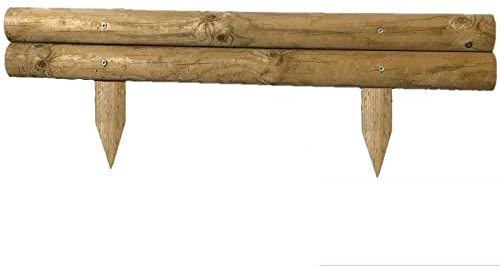 Italfrom Bordura Steccato Rigida Orizzontale Extraforte per Aiuole Giardino in Legno di Pino- cm Ø 8X L95 XH16/35