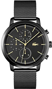 Lacoste Montre Analogique Multifunction à Quartz pour Homme Collection Replay avec Bracelet Milanais en Acier Inoxydable Noir - 2011194