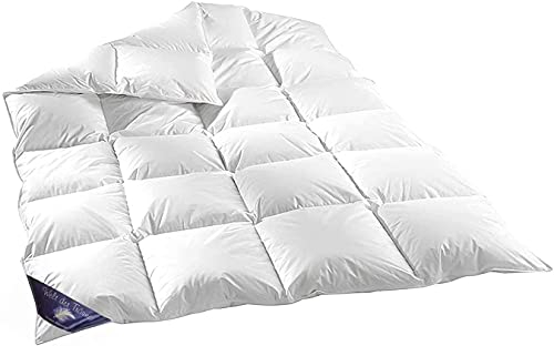 Welt der Träume Daunen-Federn Bettdecke 1 Stück | 200x220 cm | Füllgewicht: 1800 Gramm | Warm | 100% Baumwolle | Daunenbettdecke 200x220 | Federndecke | kein Lebendrupf |