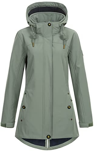 Ankerglut Damen Damen Softshellmantel Kurzmantel mit Kapuze Gefüttert Softshelljacke Übergangsjacke #Ankerglutbrise Softshelljacke (1er Pack)