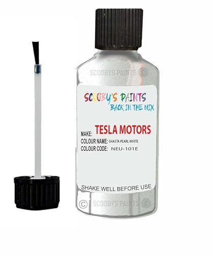 SCOOBYS PAINTS BACK IN THE MIX Touch Up Paint For Tesla Model 3 Shasta Pearl White Neu-101E - 30Ml Bottle Brush Scratch Stone Chip Repair Pen