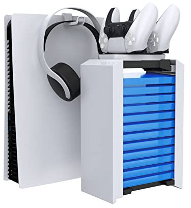 Game Storage Tower per Giochi e Dischi Blu-Ray, Memorizza 12 Dischi di Gioco o Blu-Ray, Supporto per Videogiochi All-In-One, Supporto per Giochi