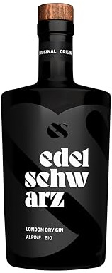 edelschwarz Alpine Bio Gin, 500 ml, 47% vol. - premium handcrafted London Dry Gin - 17 selezionati botanici biologici alpini - Qualità Made in Alto Adige…