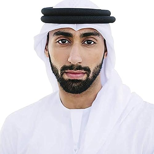 AHDMR Turban-Schal für Herren Arabisch Hijab Muslim Atmungsaktiv Weich Bandana Schal Shemagh Klassisch Mütze Kopfbedeckung Keffiyeh Saudian Decke Wüstenschal Arabisch Mit Stirnband, Weiß, onesize
