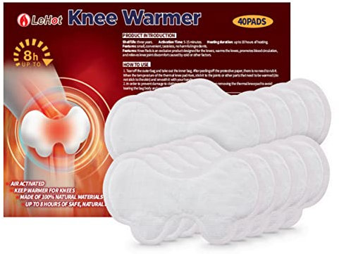 Lehot Large Knee Warmers 40 Packs - Up to 8 Hours of Safe Warm Pad, Patch Disposable with Adhesive Pads, Natural Heat,Suitable for Outdoor Skiing and Take Way Fastest to Activate.…