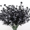 RECUTMS Black Artificial Flowers, Fake Outdoor UV Resistant Plants Faux Plastic Greenery Shrubs Indoor Outside Hanging Planter Home Kitchen Office Wedding, Garden Decor (White+Black)