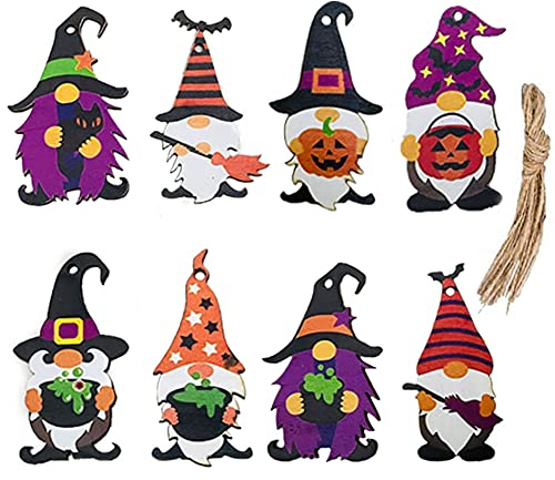 Morofme 24 Stück Halloween-Hängewichtel aus Holz, Hängeanhänger Mit Seil, Eva-Motto-Hängedekoration für Ferienhaus, Partyzubehör