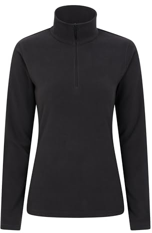 Mountain Warehouse Camber Half Zip Women's Fleece - Lightweight, Warm & Cosy Half Zip Sweatshirt Top - Best for Camping, Outdoors, Travelling & Hiking Black L