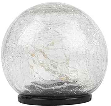 Glass Globe Solar Lights Outdoor - Cracked Glass Ball Garden Solar Lights with 20 LEDs, Waterproof for Garden Pathway Decoration