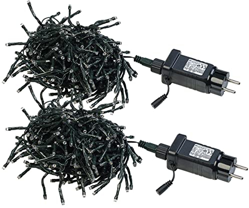 Lunartec Terrassen-Lichterketten: 2er-Set WLAN-LED-Büschel-Lichterketten, 300 LEDs, App, 6 m, dunkelgrün (Cluster-Lichterketten außen, Partylichterketten außen Strom, Weihnachtsbaumkerzen)